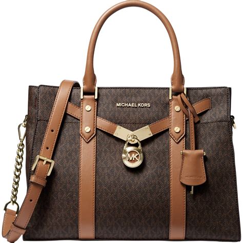 michael michael kors nouveau hamilton large logo and leather satchel|michael kors hamilton satchel large.